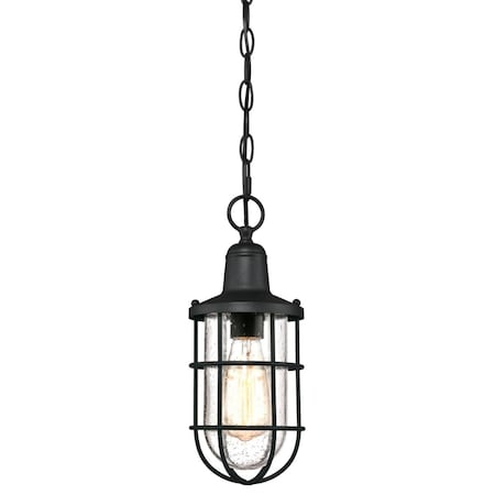 Westinghouse Pendant Outdoor 60W Crestview, Textured Black Clear Seeded Glass 6334800
